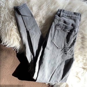 High waist grey skinny jeans